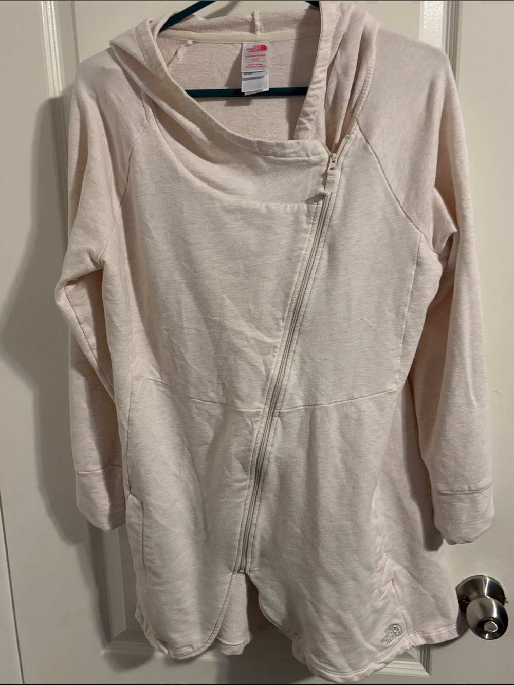 The North Face Pale Pink Asymmetrical Zip Hooded Jacket